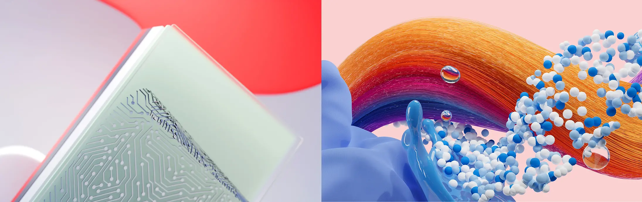 Imagen abstracta que representa las unidades de negocio de Henkel Adhesive Technologies, Hair and Laundry & Home Care.